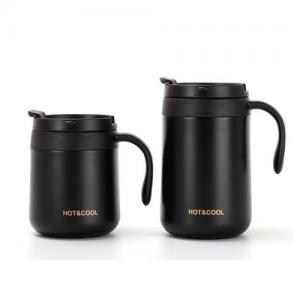 Double wall insulated vacuum coffee mug with handle