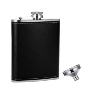 Stainless Steel Hip Flask for Liquor with Leather Cover