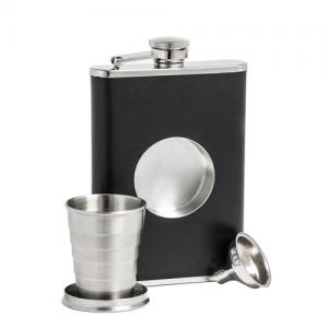 8oz stainless steel hip flask with folding cup