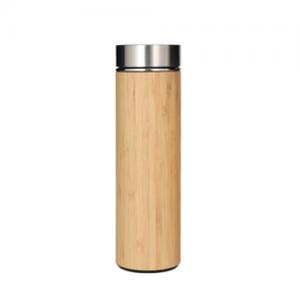 Premium stainless steel bamboo tea tumbler with strainer