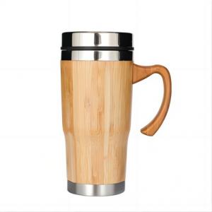 450ml double wall bamboo travel mug