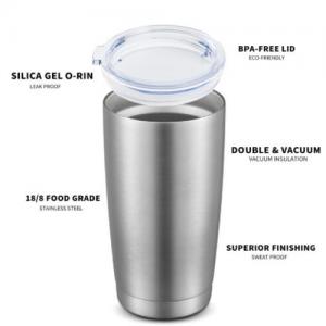 20oz Tumblers Stainless Steel Mugs with Lid Double Wall Vacuum Insulated Coffee Cups for Cold & Hot Drinks 