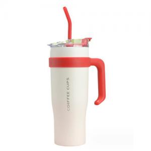 40oz insulated stainless steel tumbler with straw and handle