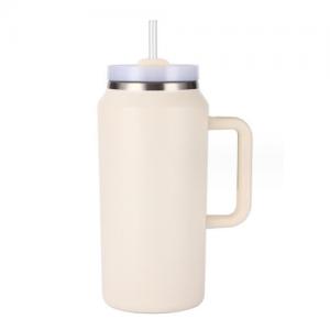 40oz double wall insulated vacuum tumbler with handle and straw